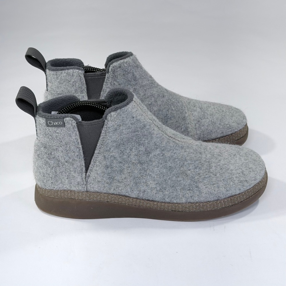 Chaco Revel Chelsea Bootie Women 8.5 Gray Felted Wool Blend Slip On Comfort Cozy